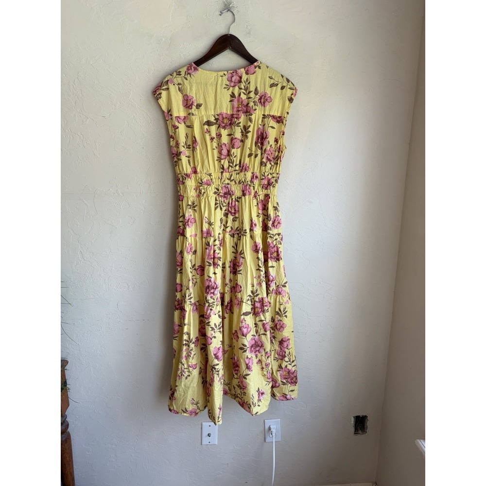 Meadow Rhodes Yellow Floral Tiered Maxi Dress XL Romantic Bohemian Cottagecore - Picture 2 of 6